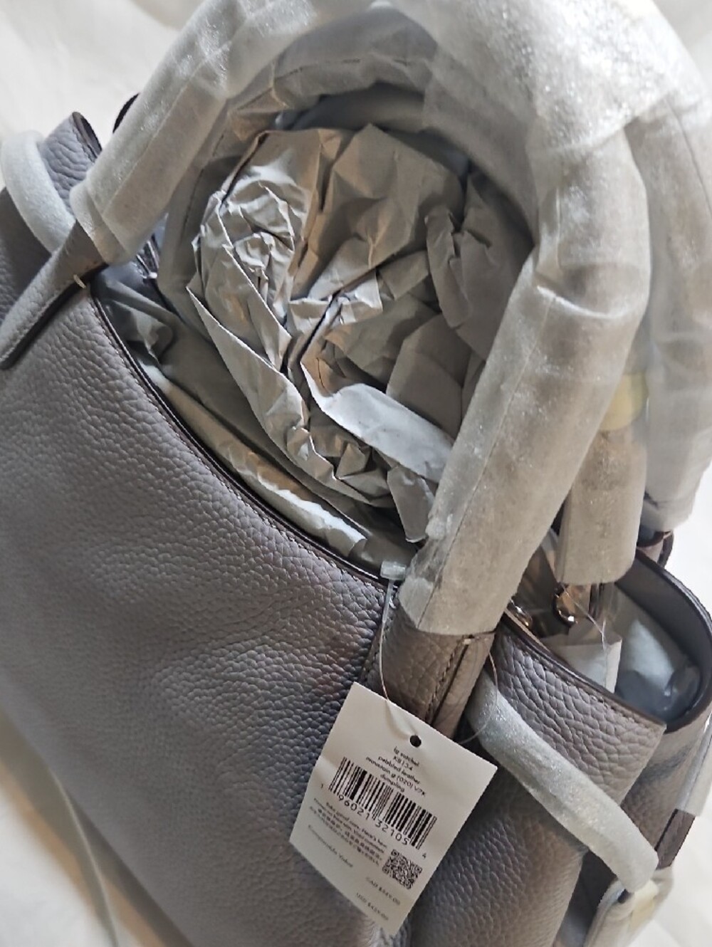 kate spade Pebbled Leather DUMPLING Satchel in GREY - Picture 4 of 8